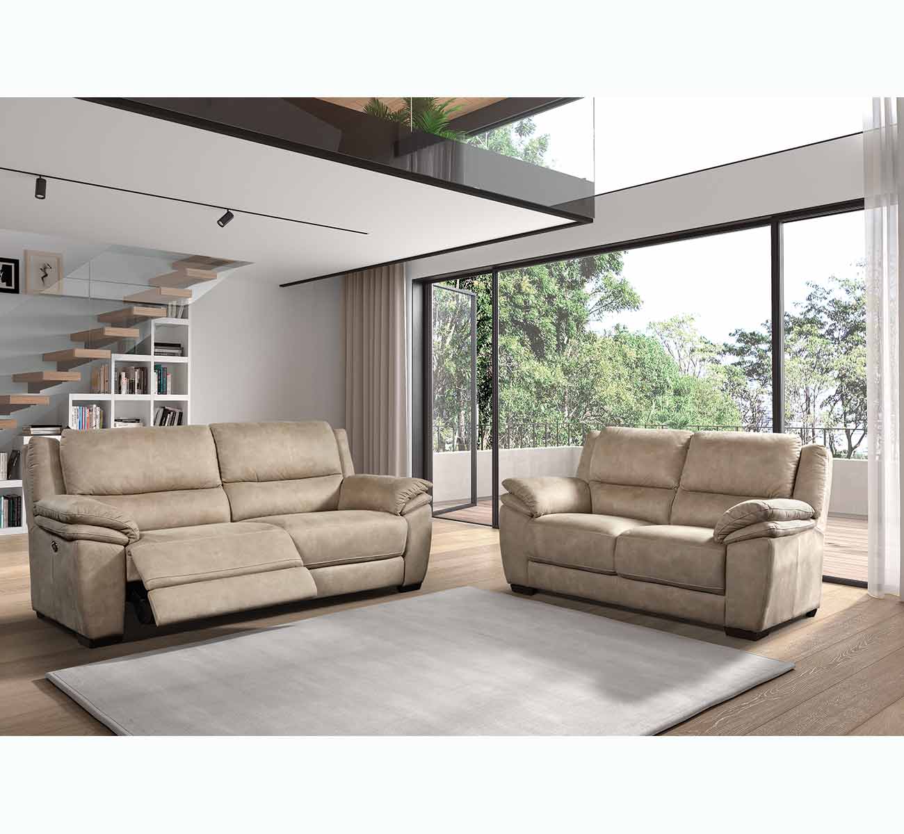 Salon Kilimanjaro 3 places 216 cm  relax électrique + 2 places 172 cm fixe