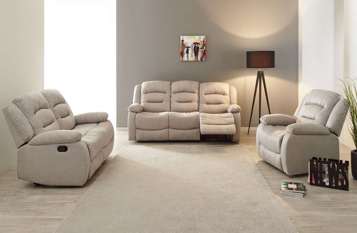Salon Derval 3 places 200 cm + 2 places 152 cm + 1 place 94 cm relax manuel