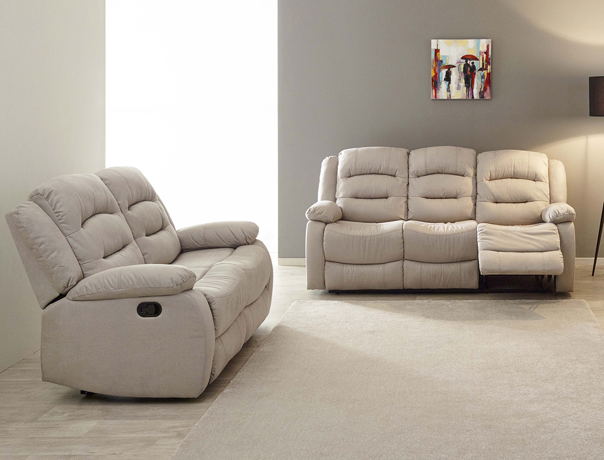 Salon Derval 3 places 200 cm + 2 places 152 cm relax manuel