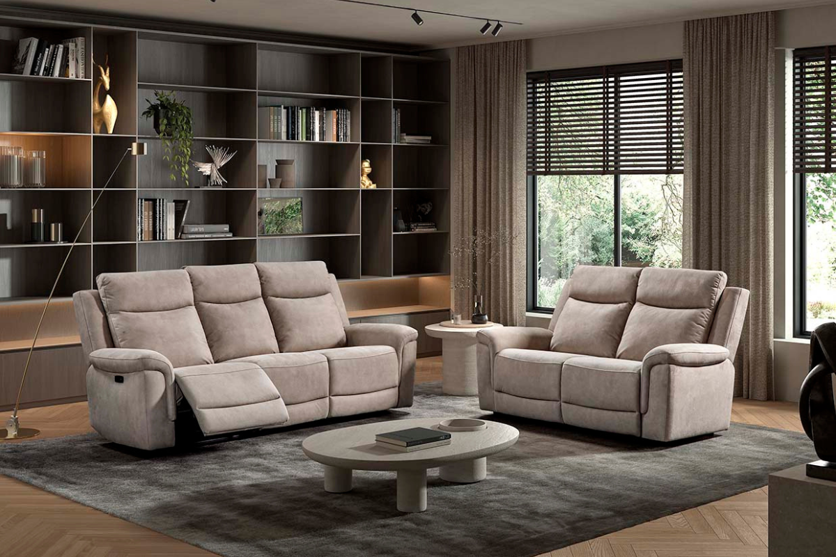 Salon Newark 3 places 223 cm relax électrique + 2 places 166 cm fixe